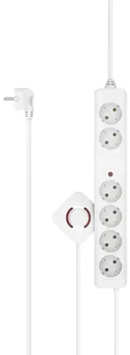 Obrázok produktu pre Hama 00223141, 6 AC zásuvky/AC zásuviek, 3 m, Kábel, Biela, 445 mm, 95 mm