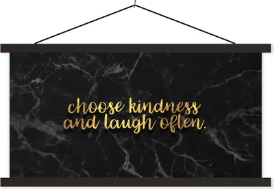 Produktbild von MuchoWow® Textilposter Zitate - Sprichwörter - Gold - Marmor 90x45 cm mit schwarzem Rahmen - Klemmleisten