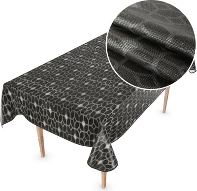 Produktbild von Tischdecke Wachstuch Premium Ornamente Grau Robust Wasserabweisend Breite 140 cm Länge 180 cm