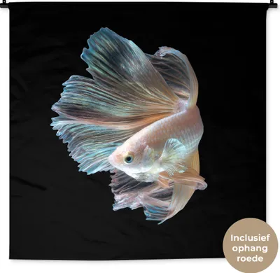Produktbild von MuchoWow® Wandteppich Wandbehang Fisch - Schwanz - Schwarz 120x120 cm Tapisserie Dekoration Wandtuch - Modern - Baumwollgewebe