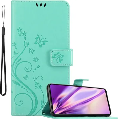 Produktbild von Cadorabo Hülle für Samsung Galaxy A73 5G Schutz Hülle in Türkis Schutzhülle Handy Hülle Etui Case Blumen Flower