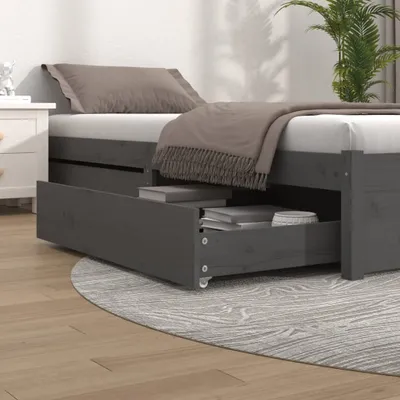 Produktbild von vidaXL Bettschubladen 2 Stk. Grau Massivholz Kiefer
