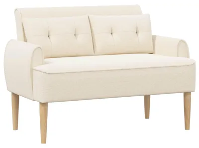 Immagine prodotto di vidaXL Divano a due posti con cuciture a bottone, color crema, 117 x 67 x 77 cm, tessuto bouclé