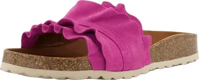 Produktbild von Rocio Damen Pantoletten Klassisch Pink 37 EU, Leder, mit anatomisch geformtem, lederüberzogenem Kork-Fußbett und rutschhemmender Laufsohle.