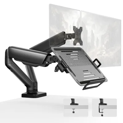 Obrázek produktu pro Držák pro dva monitory s držákem na notebook, nastavitelný