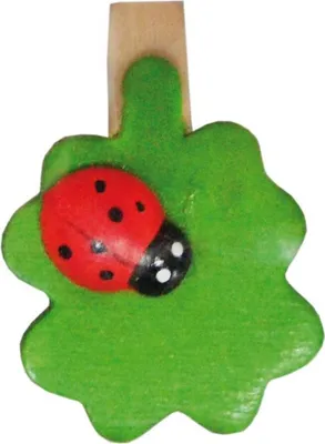 Produktbild von Clayre & Eef Notizklammern Marienkäfer auf Blatt 3,5 cm 8 Stück rot grün natur