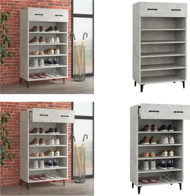 Produktbild von vidaXL Schuhschrank Betongrau 60x35x105 cm Holzwerkstoff - Schuhregal - Schuhregale - Schuhaufbewahrung - Schuhschrank