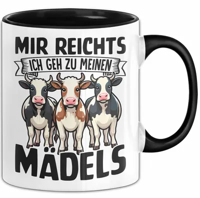 Produktbild von Mir Reichts Ich Geh Zu Meinen Mädels Tasse Geschenk Für Kuh Bauern Kaffee-Becher (Schwarz)
