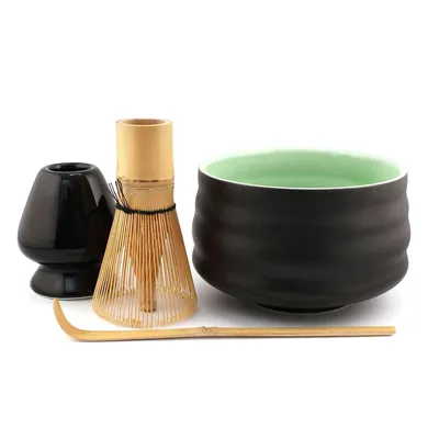 Image de Set de thé matcha 4 pièces - Matchawan, Chasen, Chasentate & Chashaku dans une boîte cadeau de Gaucho Cebar