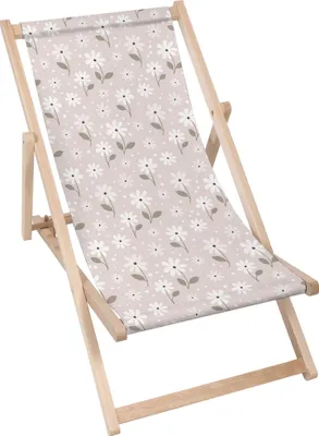 Produktbild von Dreamroots Liegestuhl klappbar Holz, Buchenholz bis zu 130 kg, Sonnenliege klappbar mit 3-stufiger Neigungsregulierung der Rückenlehne, Light Flowers