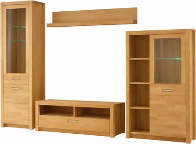 Produktbild von Wohnkombination Wohnwand Glasvitrine TV-Schrank Kernbuche geölt #3416