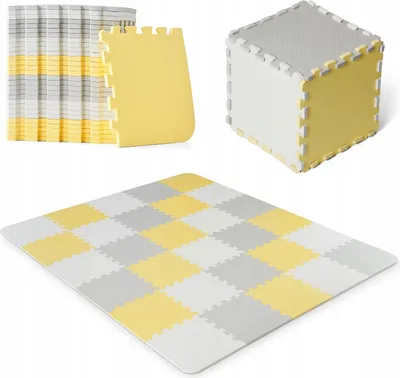 A collage of images showing a foam play mat in different configurations.