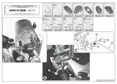 Immagine prodotto di Kit attacchi parabrezza per 147A per BMW R 1200 R