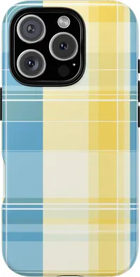 Produktbild von Ozeanblaues und gelbes Karomuster – Hülle Kompatibel mit iPhone 16 Pro