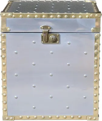 Image de Casa Padrino Luxe Designer Aluminium Table d'Appoint / Coffre - Art Déco Vintage Meubles d'Aviation - Coffre à bagages