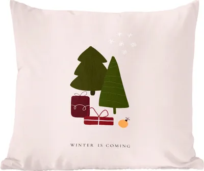 Produktbild von MuchoWow® Zierkissen Sofakissen Wohnzimmer Dekokissen 40x40 cm Weihnachtsbäume - Geschenke - Winter - Zitat - Foto Kissen - Schlafzimmer Dekoration