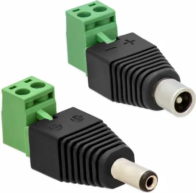 Produktbild von 1x DC Stecker + 1x DC Buchse Adapter >Terminal Block 2 Pin Schraubklemmen Steckbar Set