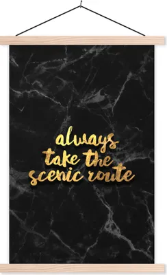 Produktbild von MuchoWow® Textilposter Zitate - Sprichwörter - Gold - Marmor 60x90 cm mit holzfarbenen Rahmen - Textil