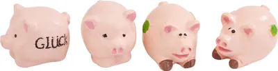 Produktbild von VBS Mini Figur "Glücksschweinchen", 4 Stück
