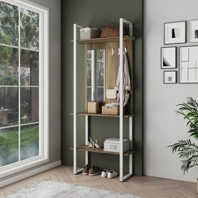 Obrázek produktu pro Šatní skříň Vicco Livi Bílá 90 x 215 cm s háčkem a zrcadlem, Model 57430