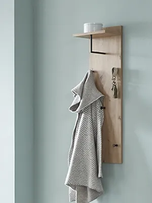 Produktbild von Wandgarderobe >37448< in eiche, schwarz, MDF, Metall - 30x100x20cm (BxHxT)