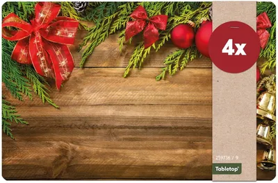 Produktbild von Abwaschbare Tischsets 4er Set Weihnachten Deko & Holz