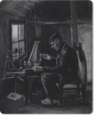 Produktbild von MuchoWow® Mauspad Mousepad Fadenspinnender Mann - Vincent van Gogh - Schwarz und weiß 19x23 cm - Mousepads - Maus Mat - Pad - Mausunterlage - Mauspads - Spielen