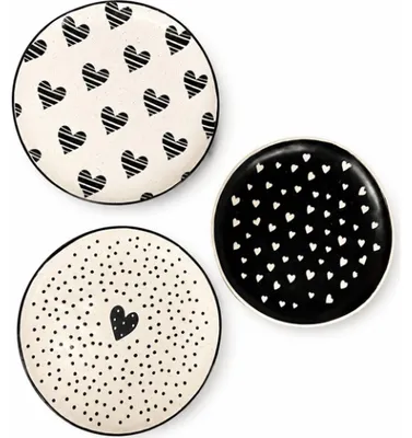 Image de Assiettes dessert à motif cœur - lot de 3, diamètre 20 cm