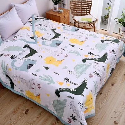 Produktbild von Wendbare Dinosaurier-Tagesdecke (140 x 200 cm), gesteppt, klimatisiert, Bett-/Sofa-Set