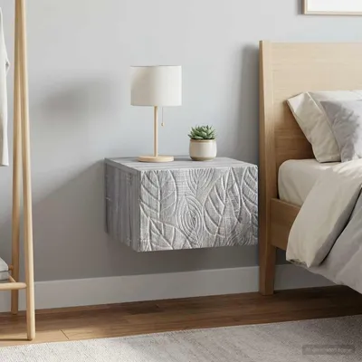 Image de vidaXL Table de chevet murale, lot de 2, gris Sonoma, 49 x 34,5 x 20 cm