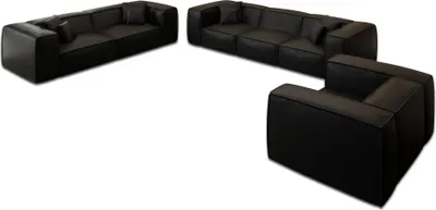Produktbild von Kunstleder 4-3-1-Sitzer Sofa Set Arelia Schwarz