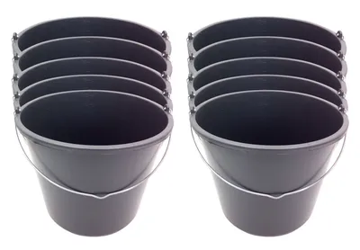 Image de Seau de chantier 16L noir 10 pièces Seau de maçon Seau à ciment Seau à eau Seau à gravats