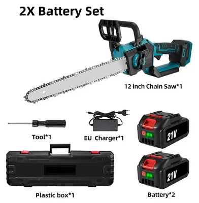 Image de Scie à chaîne électrique sans fil - Moteur sans balais - Lame de 30 cm - 3000 W - 18 V - 2 batteries - Pour l'élagage et la coupe de bois