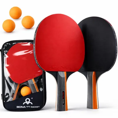 Zdjęcie produktu dla 2X Paletki Rakietki Do Ping Ponga Tenisa Stołowego Zestaw + 3 Piłeczki