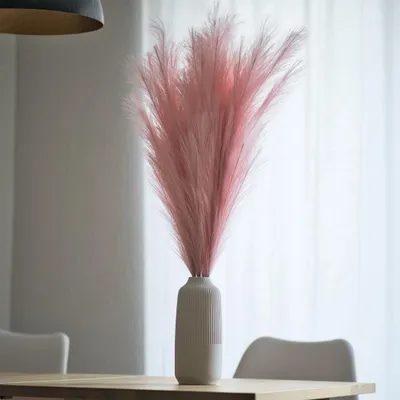 Image de Layba Herbe de la Pampa Décoration en rose Boho Herbe de la Pampa artificielle - 3 pièces 100cm, Idéal pour décoration de mariage, salon & chambre à coucher