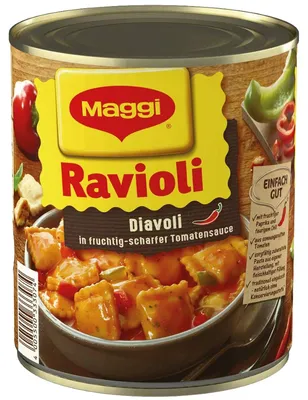 Obrázek produktu pro Maggi Ravioli Diavoli v ovocné, pikantní rajčatové omáčce 800g