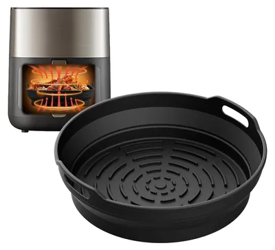 Silikonformen für Heißluftfritteuse, rund, 2er-Set, 20 cm, schwarz