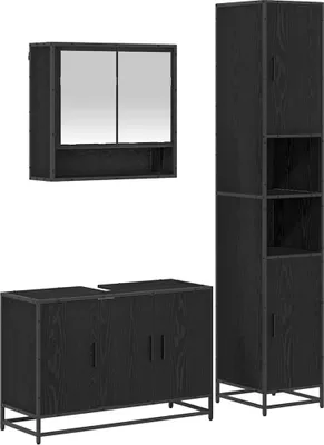Immagine prodotto di vidaXL Set di mobili da bagno 3 pezzi in rovere nero a base di legno