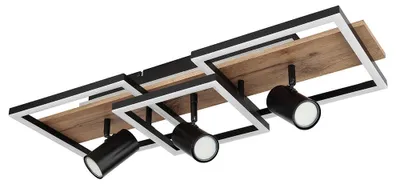 Produktbild von LED Deckenstrahler, Metall Holz, schwarz, 3-flammig, L 72 cm