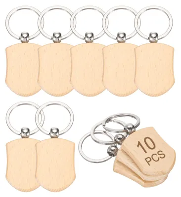 Produktbild von Holz Schlüsselanhänger - 10 Stück Gravur Rohlinge - Bastelbedarf - 1,7 x 1,3 Zoll