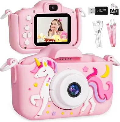 Obrázok produktu pre 20-palcový digitálny fotoaparát pre deti, s motívom jednorožca, vianočný darček, narodeninový darček, darček pre dievčatá a chlapcov vo veku 3–12 rokov, rozlíšenie 1080p HD, odolný voči nárazom