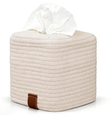 Produktbild von Kosmetiktücherbox quadratisch Stoff 14x14x16 cm Natur-Beige