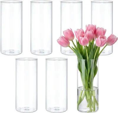 Productafbeelding van Glazen vaas 20 cm, set van 7, transparant, voor bloemen