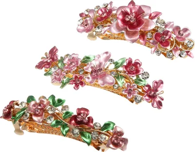Produktbild von 3 Haarspangen, Accessoires für Damen, Haarclips, Glitzer, Strass-Haarnadeln, Rosa