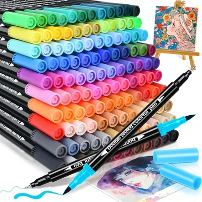 Produktbild von Dual Brush Pen Set 120 Farben, Filzstifte, 0.4 mm und flexible Spitze, für Bullet Journal