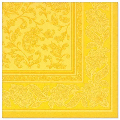 Produktbild von Papstar Servietten "ROYAL Collection" 1/4-Falz 40 cm x 40 cm gelb "Ornaments", 8 x 20 Stück