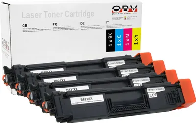 Produktbild von OBV 4x kompatibler Brother 821XXL Toner passend für Brother HL- L9430 L9470 L9630 L9635 L9670 schwarz, cyan, magenta, gelb