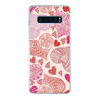 Produktbild von MuchoWow® Handyhülle Schutzhülle Hülle für Samsung Galaxy S10 Plus Eine Illustration mit rosa und roten Herzen Silikon Softcase Handy Hülle - Schutzhülle