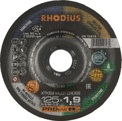 Image de Disque à tronçonner RHODIUS Multimateriaux XTK69 - Ø125 mm x 1.9 x 22.2 mm - 211452