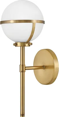 Produktbild von Wandleuchte Metall Glas IP44 H: 40,3 cm in Messing Antik Weiß Kugelschirm Jugendstil Wandlampe Badezimmer